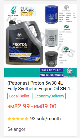 Petronas) Proton 5w30 4L Fully Synthetic Engine Oil