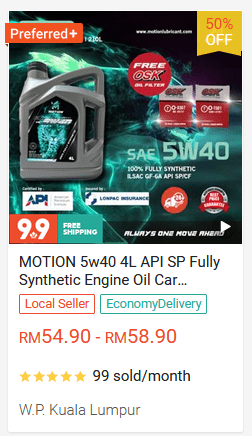 motion 5w-40 API SP Fully Synthetic Engine Oil